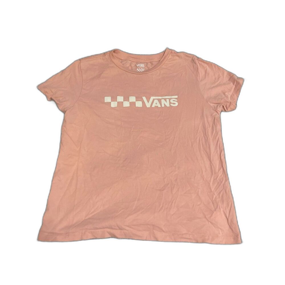 Vans peach logo checkerboard short sleeve graphic t-shirt M Junior's